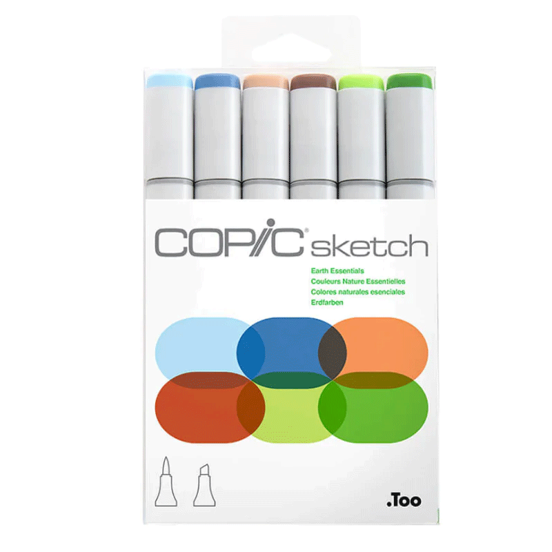 Marcadores Copic Sketch set x 6 - Earth Essentials Tonos Verdes