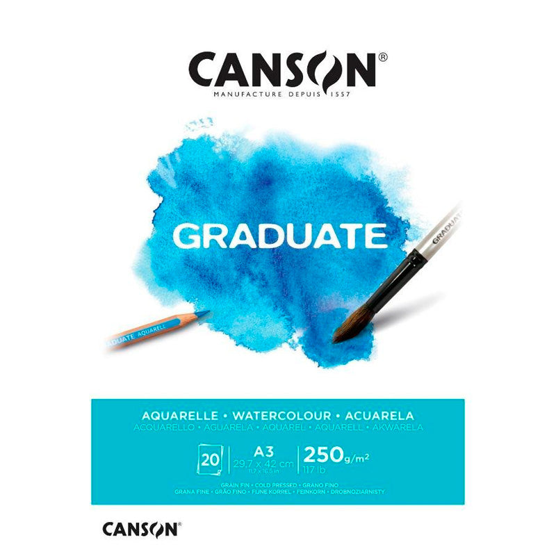Block Canson Graduate Acuarela A3 20H 250gr