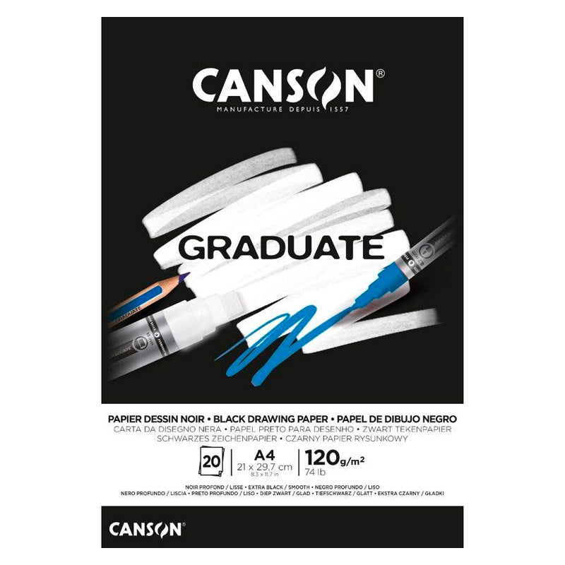 Block Canson Graduate Noir Negro A4 20h 120gr