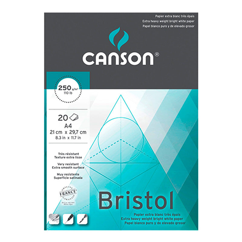 Block Canson Bristol A4 250 gm 20 hojas