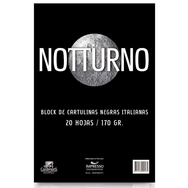 Block de cartulinas negras Notturno x 20 H de 170 gr