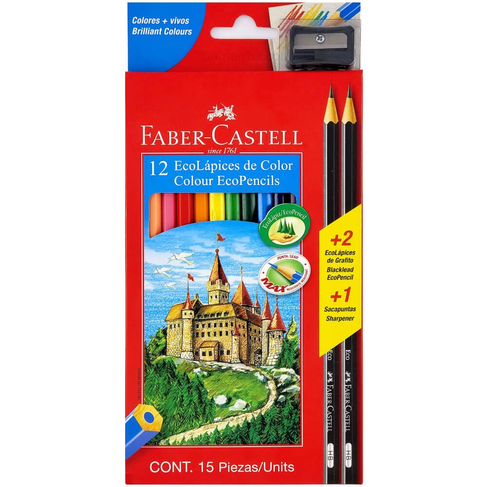 Colores Faber-Castell Ecolápices SuperSoft x 12 + 2 Ecolápices de Grafito