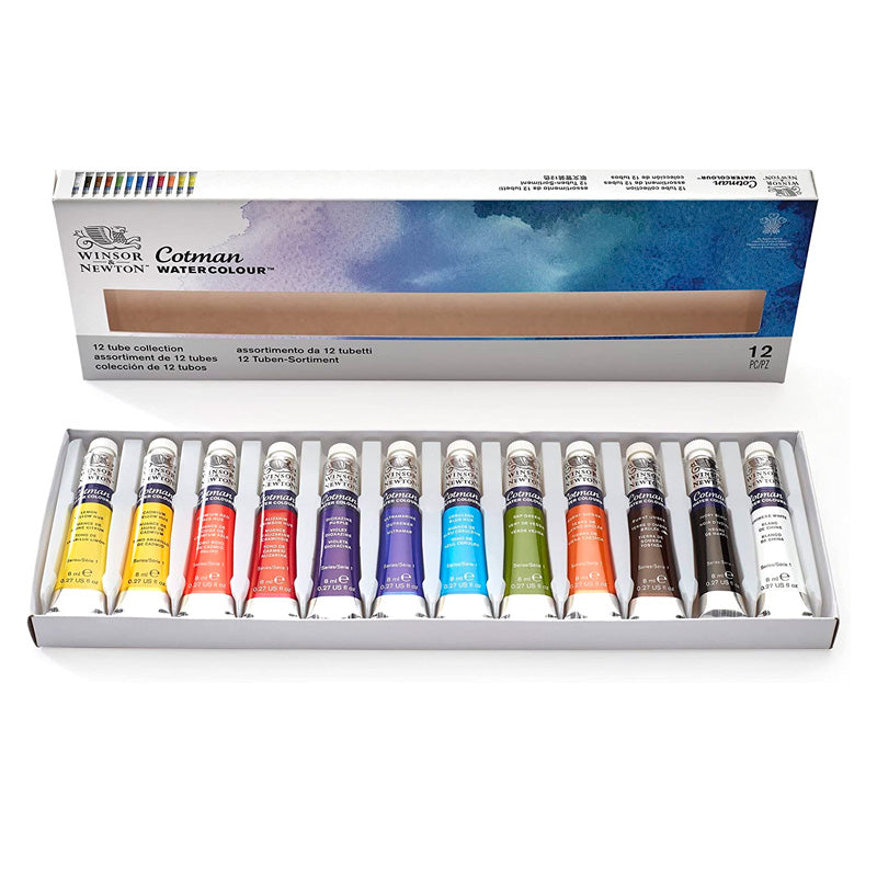 Set de Acuarelas Cotman Winsor and Newton x 12 colores tubos de 8ml