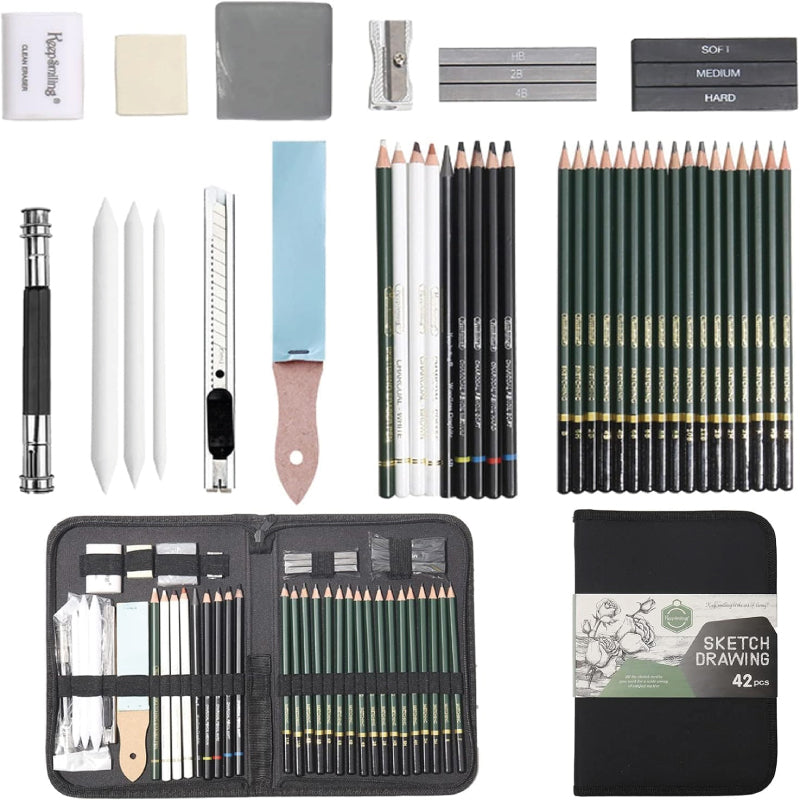 Kit de dibujo profesional 42 piezas - lapices grafito