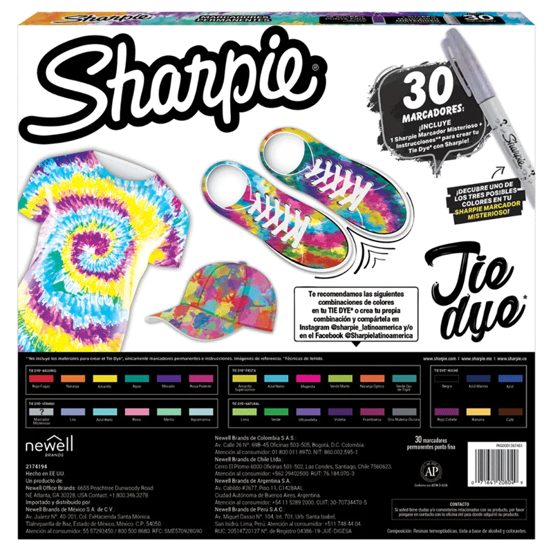 Ruleta Marcadores Sharpie Colores Tie Dye X 30