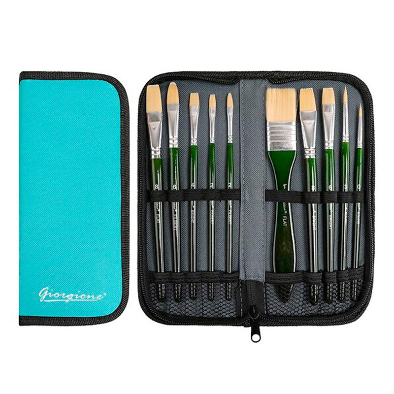 Set x 10 pinceles Giorgione para oleo + estuche